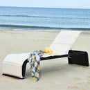 Patio Rattan Lounge Chair Back Adjustable Chaise Recliner with Cushioned by LJGDeals