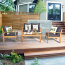 Outdoor 4 Pieces Acacia Wood Chat Set with Water Resistant Cushions by LJGDeals