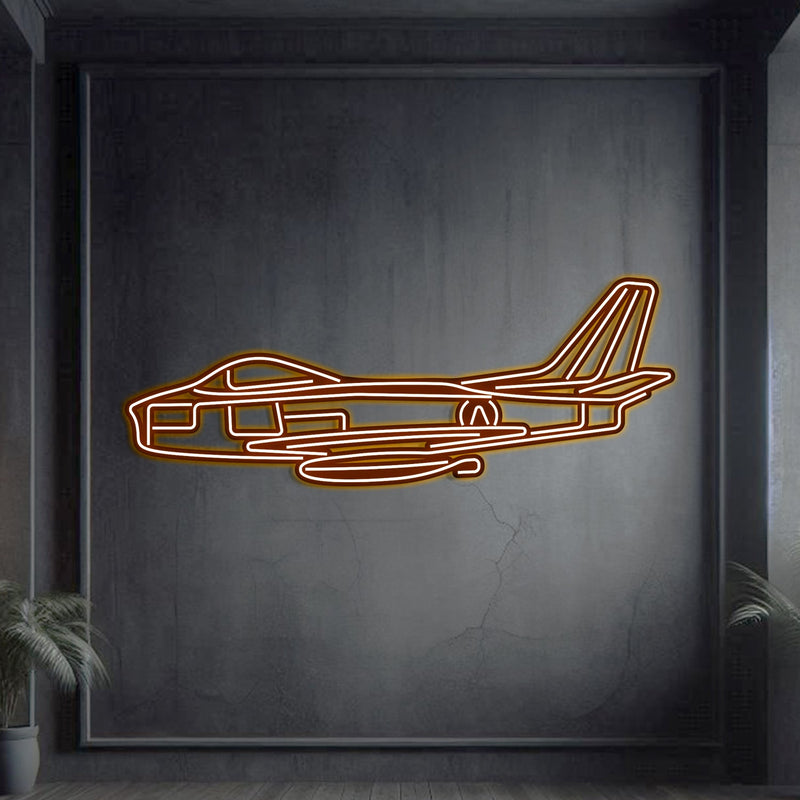 F-86 Sabre Metal Neon Aircraft Wall Art - NCN0044