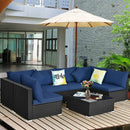 7 Pieces Sectional Wicker Furniture Sofa Set with Tempered Glass Top-Red by LJGDeals