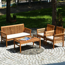 4 Pieces Outdoor Acacia Wood Sofa Furniture Set by LJGDeals