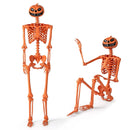 5.2 FT Orange Life-Size Poseable Halloween Skeleton with Pumpkin Head and Movable Joints by LJGDeals