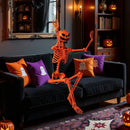 5.2 FT Orange Life-Size Poseable Halloween Skeleton with Pumpkin Head and Movable Joints by LJGDeals