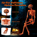5.2 FT Orange Life-Size Poseable Halloween Skeleton with Pumpkin Head and Movable Joints by LJGDeals