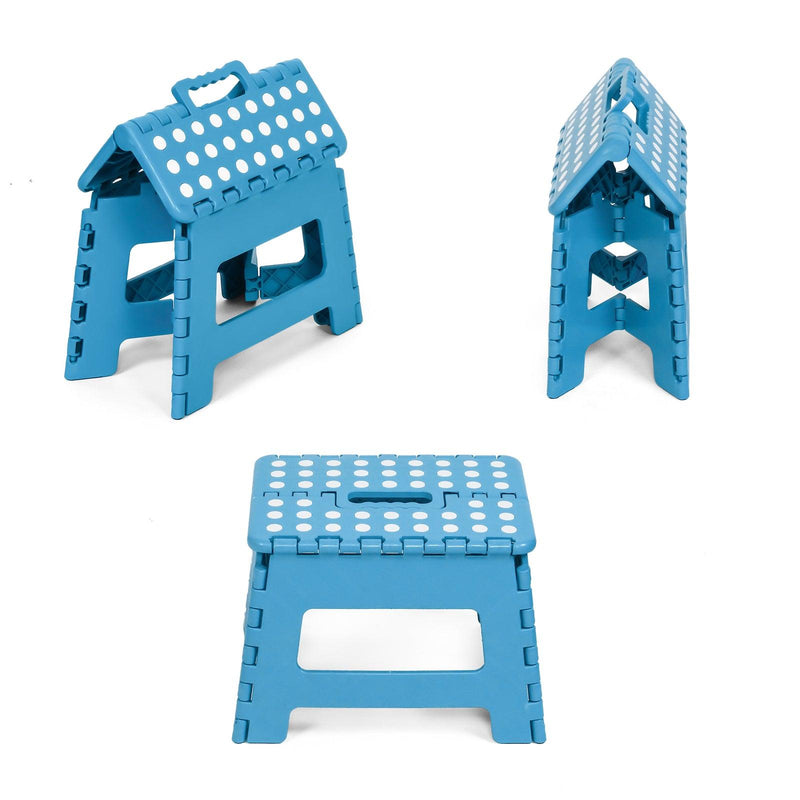 2 Packs Non-Slip Foldable Step Stool with Handle, Blue