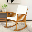 Outdoor Acacia Wood Rocking Chair with Detachable Washable Cushions by LJGDeals