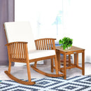 2 Pieces Acacia Wood Patio Rocking Chair Table Set by LJGDeals