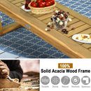 52 Inch Acacia Wood Dining Bench with Slatted Seat by LJGDeals