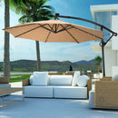 10 Feet 360° Rotation Solar Powered LED Patio Offset Umbrella without Weight Base-Gray by LJGDeals