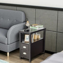End Table Wooden with 2 Drawers and Shelf Bedside Table by LJGDeals