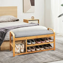 3-Tier Bamboo Shoe Rack Bench with Cushion-Natural by LJGDeals