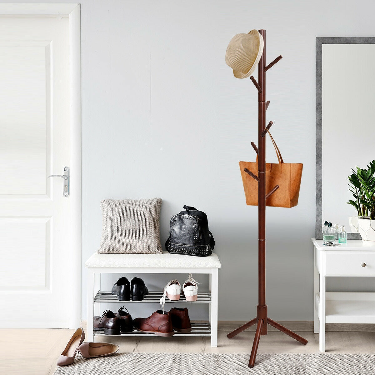 2 Heights Wooden Coat Rack with 8 Hooks, photo 11 of 16