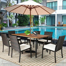 7Pcs Patio Rattan Cushioned Dining Set with Umbrella Hole by LJGDeals