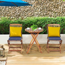 3 Pieces Patio Folding Bistro Set with Padded Cushion and Round Coffee Table-Navy by LJGDeals