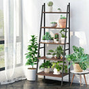 5 Tier Leaning Bookshelf Wood Metal Bookcase by LJGDeals