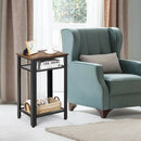 3-Tier Industrial End Table with Metal Mesh Storage Shelves by LJGDeals