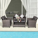 4 Pieces Patio Rattan Furniture Set Coffee Table Cushioned Sofa-Gray by LJGDeals