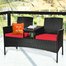 Wicker Patio Conversation Furniture Set with Removable Cushions and Table by LJGDeals