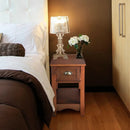 2 Pieces Retro Narrow Tiered End Table with Drawer and Storing Shelf by LJGDeals