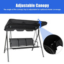 3 Person Steel Frame Patio Swing with Polyester Angle and Adjustable Canopy by LJGDeals