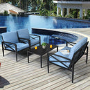 4 Pieces Patio Furniture Set Aluminum Frame Cushioned Sofa by LJGDeals