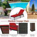 Patio Rattan Lounge Chaise Recliner with Back Adjustable Cushioned by LJGDeals