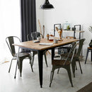 4 Pieces Tolix Style Metal Dining Side Chair Stackable Wood Seat by LJGDeals