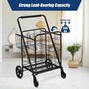 Heavy Duty Folding Utility Shopping Double Cart-Black by DirectDeals