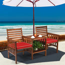 3 pcs Outdoor Patio Table Chairs Set Acacia Wood Loveseat by LJGDeals