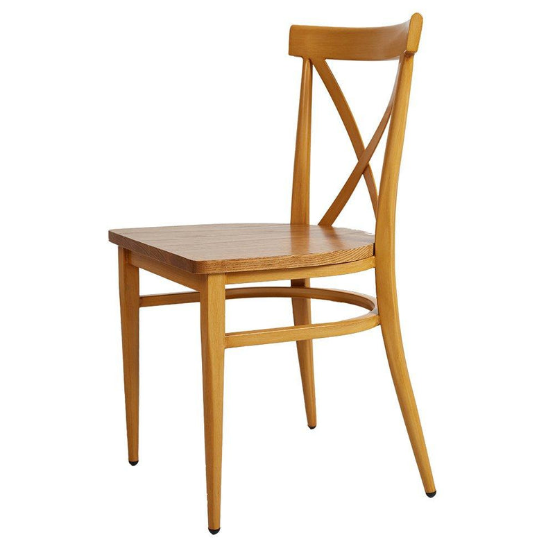 Stackable Side Chairs with Solid Wood Seat&Sturdy Metal Legs, Yellow