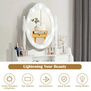 Makeup Vanity Dressing Table Set with Dimmable Bulbs Cushioned Stool by LJGDeals