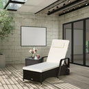 Outdoor Recliner Cushioned Chaise Lounge with Adjustable Backrest by LJGDeals