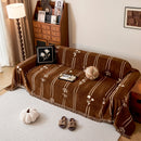 Chenille Jacquard Sofa Throw Cover with Tassel Soft Thick Couch Protector Blanket