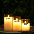 Glass Wax Battery LED Candles ( Set of 3 ) by JHY DESIGN