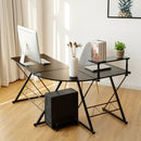 L-Shaped Desk Reversible Corner Computer Desk with Movable Shelf and CPU Stand by LJGDeals