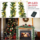 9 Feet Pre-lit Snow Flocked Tips Christmas Garland with Red Berries by LJGDeals