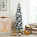 7.5 Feet Unlit Hinged Snow Flocked Artificial Pencil Christmas Tree with 641 Tips by LJGDeals