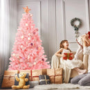 6 Feet Pink Artificial Hinged Spruce Full Christmas Tree with Foldable Metal Stand by LJGDeals