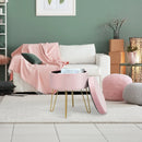 Round Velvet Storage Ottoman Footrest Stool Vanity Chair with Metal Legs by LJGDeals