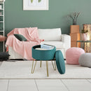 Round Velvet Storage Ottoman Footrest Stool Vanity Chair with Metal Legs by LJGDeals