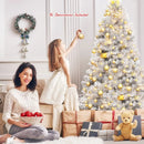 6 Feet Hinged Unlit Artificial Silver Tinsel Christmas Tree with Metal Stand by LJGDeals