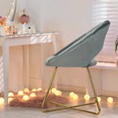 Modern Accent Velvet Dining Arm Chair with Golden Metal Legs and Soft Cushion by LJGDeals