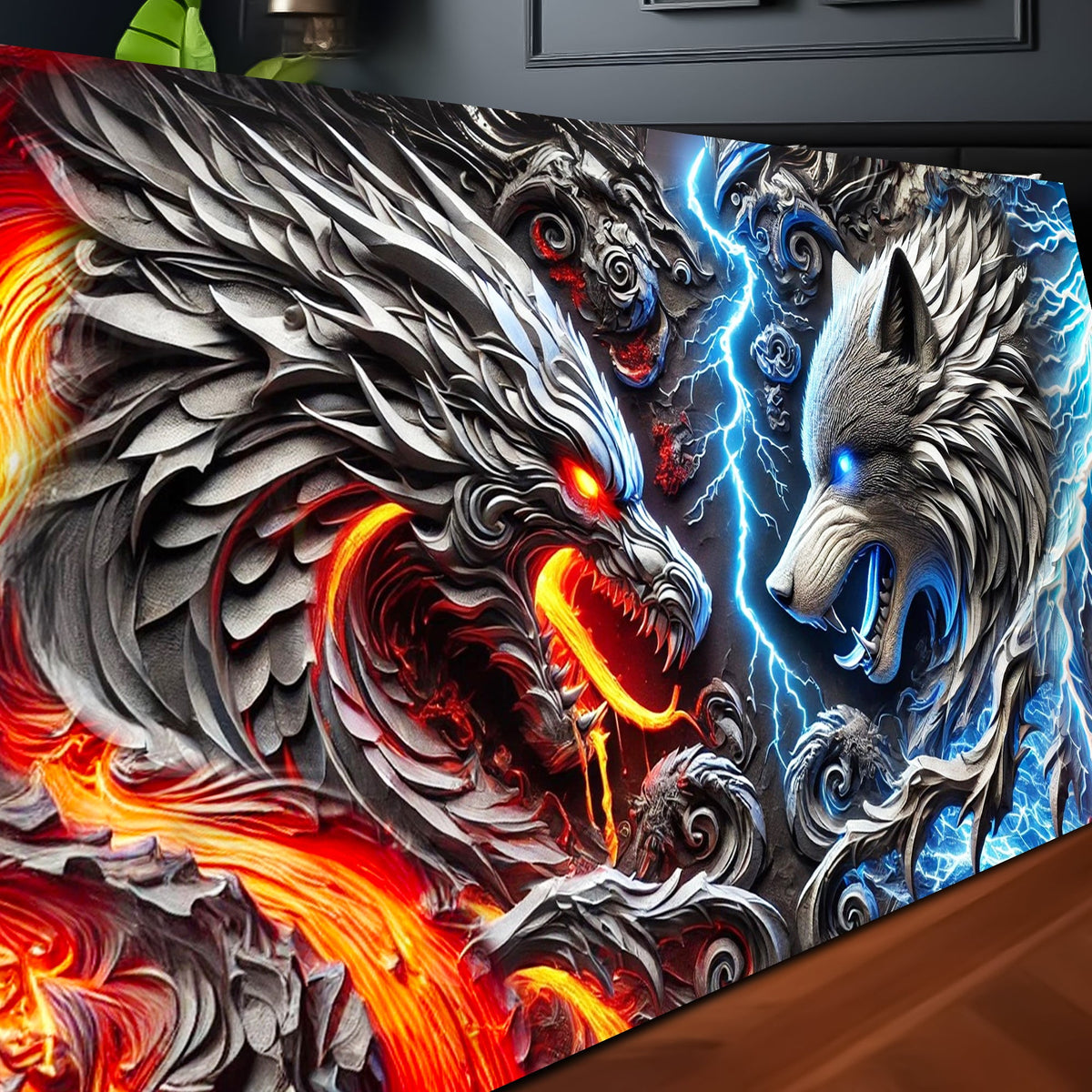 3D Dragon and Wolf Wall Art IV, photo 5 of 10