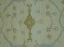 Traditional Oushak Design Ivory And Brown Hand Knotted 8x10 Wool Area Rug