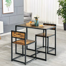 3 Pcs Dining Set Compact Table and 2 Chair with Metal Frame for for Small Space by LJGDeals