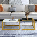 Set of 2 Modern Stackable 31.5 Inch Side Table with Waterproof Faux Marble Tabletop by LJGDeals