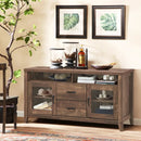 Wooden Retro TV Stand with Drawers and Tempered Glass Doors by LJGDeals