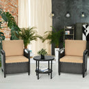 3 Pieces Patio Rattan Furniture Set Cushioned Sofa Storage Table with Shelf Garden by LJGDeals
