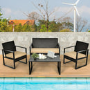 4 Pieces Patio Rattan Furniture Set with Seat Cushions and Coffee Table by LJGDeals