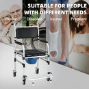 2-in-1 Aluminum Commode Shower Wheelchair with Locking Casters by LJGDeals